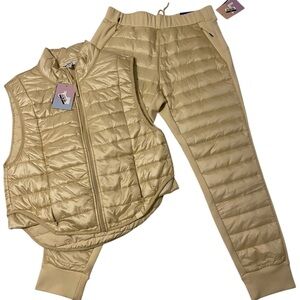 NWT JoyLab Quilted Set Ivory Jogger & Vest. Puffer Style Sz. XS